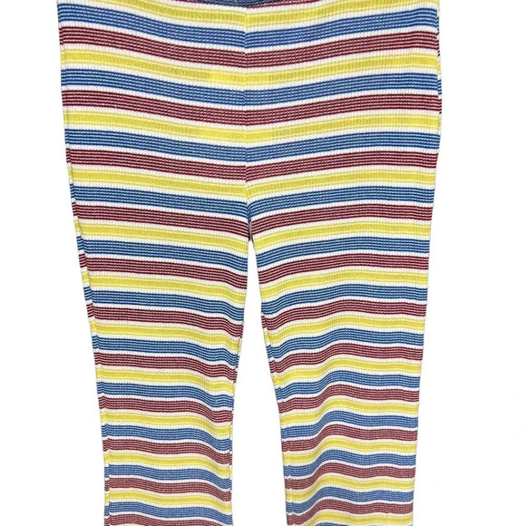 Zara Rib Texture Striped Pull On Flared Bell Bottom Pants Multicolor Size Large - Picture 8 of 12
